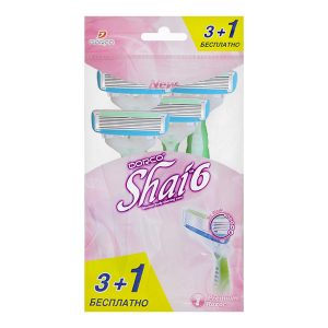 DORCO Shai 6 одноразовый бритвенный станок для женщин (3+1 шт.) 6 лезвий, плавающая головка, увлажняющая полоска, резиновое покрытие ручки, артикул SXA 300-4p, mirbritv.ru
