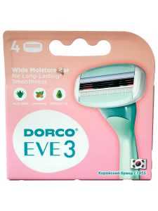 DORCO EVE 3 (4 шт) кассеты Женские, 3 лезвия, 2 широкие увлажняющие полоски, LTRA1040
