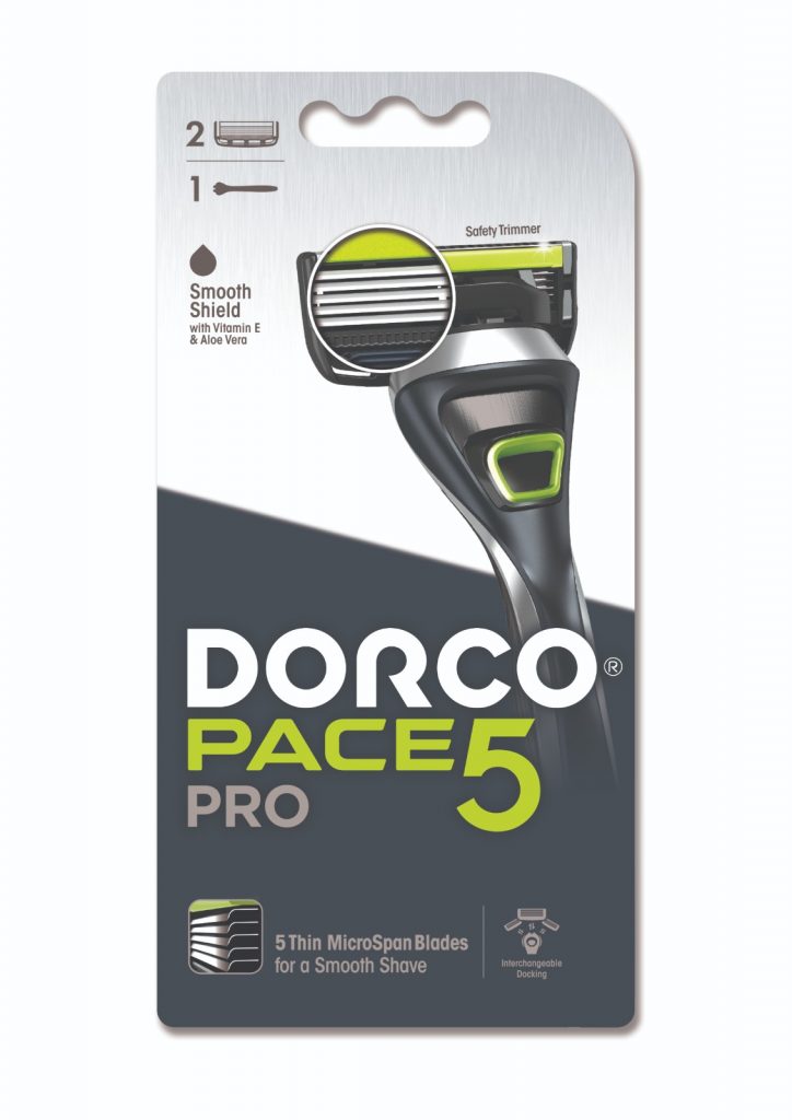 DORCO PACE 5 PRO (станок + 2 кассеты) система, 5 лезвий+1лезвие-триммер с увл.полосой, FVA1002