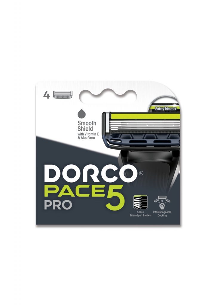 DORCO  PACE 5 PRO (4 шт.) кассеты, 5 лезвий + 1лезвие-триммер с увл. полосой, FVA1040